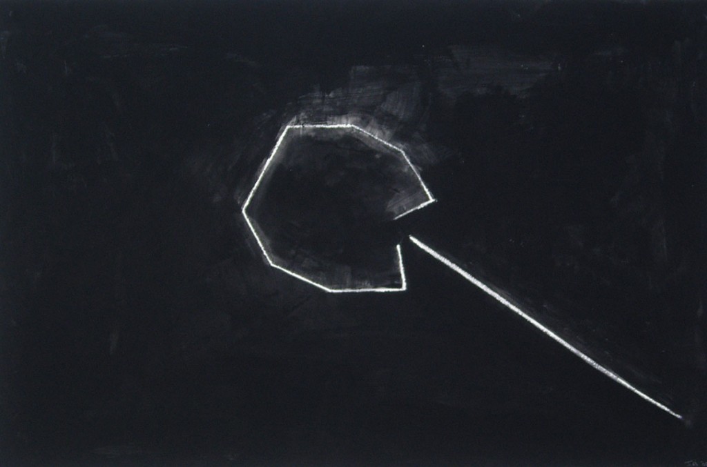 Jene Highstein, Death of an Octagon, 2007, bone black pigment on rag paper, Object: 24 3/4 x 37 3/4 in.