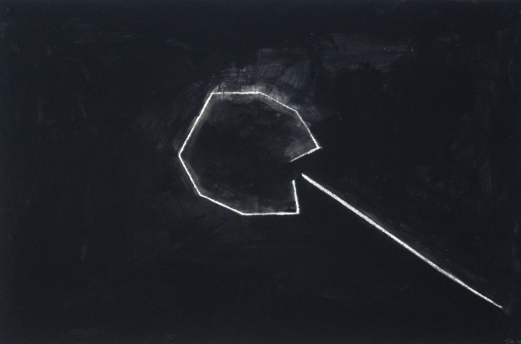Jene Highstein, Death of an Octagon, 2007, bone black pigment on rag paper, Object: 24 3/4 x 37 3/4 in.