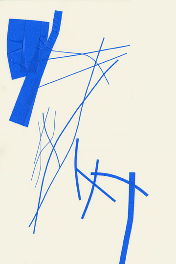 Christine Hiebert, Untitled (t.08.2p), 2008, blue adhesive tape and glue on paper, Object: 23 15/16 x 16 in.