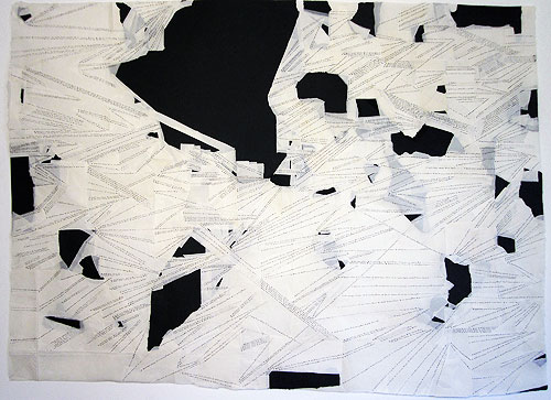 Annabel Daou, I Don't Know Where I'm Coming From, 2011, Ink and repair tape on handmade paper, Framed: 38 x 50 in.
