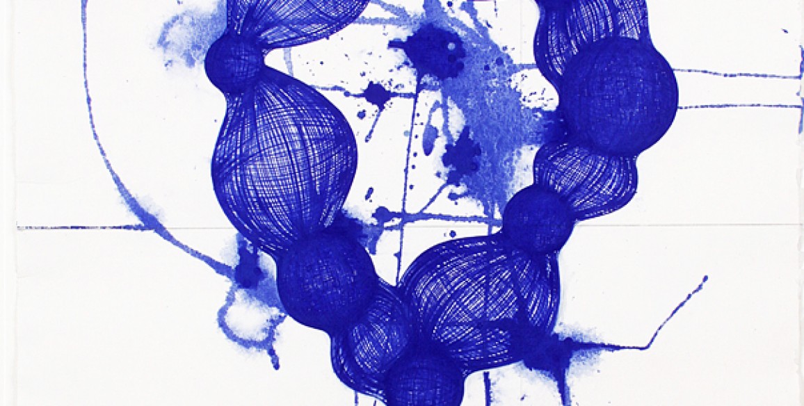 Yvonne Estrada, MD403-11 Blue, 2011, Gouache on Spanish handmade paper, Paper: 25 x 20 in.