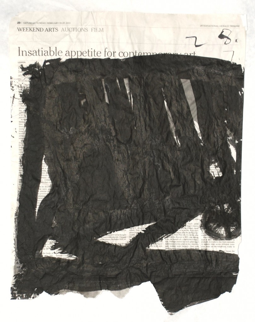 Sarah Rapson, Automatic, 2012, Ink on newsprint, Paper: 17 1/2 x 13 1/2 in.