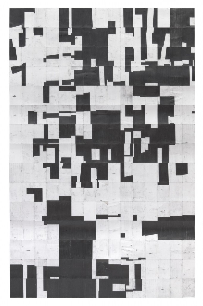 Agnes Lux, #L-W, 2012, Graphite on postcards, Overall: 82 5/8 x 52 1/8 in.