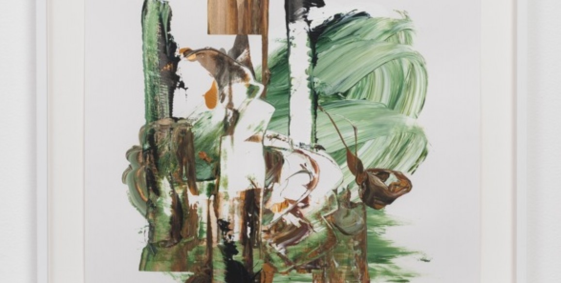 Elizabeth Neel, In the Shelter Belt, 2014, Acrylic on paper, Framed: 28 1/2 x 23 1/2 x 1 1/2 in.