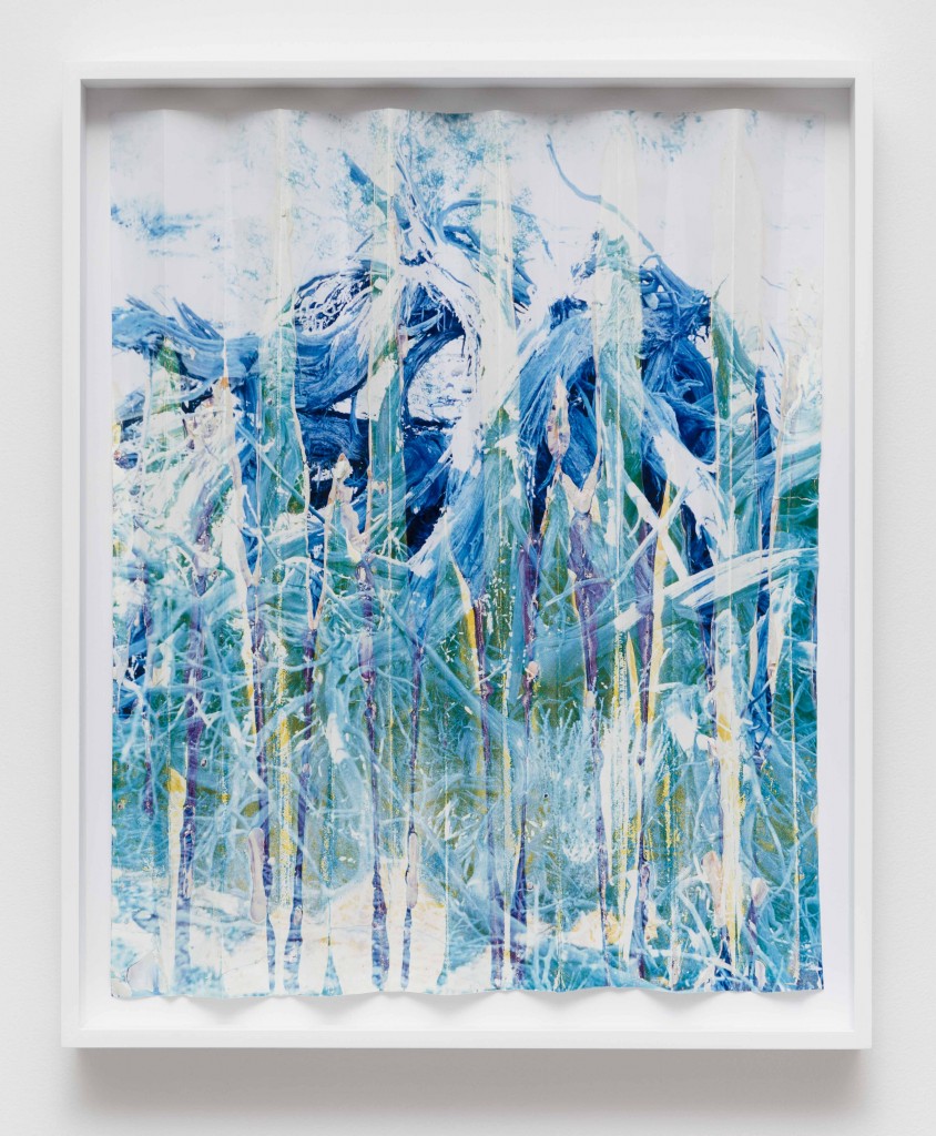 Letha Wilson, Blue Sage Cement Fold (Facedown), 2013, Unique c-print, white portland cement, Paper: 24 x 20 x 0 3/4 in.